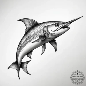 Tattoo sketch puns a swordfish that says "i'm... - эскиз тату (№1758042424_0, 16.09.2025 17:07) — tattoo-photo.ru