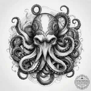 Tattoo sketch kraken, ink illustration for ta... - эскиз тату (№1758048023_0, 16.09.2025 18:40) — tattoo-photo.ru