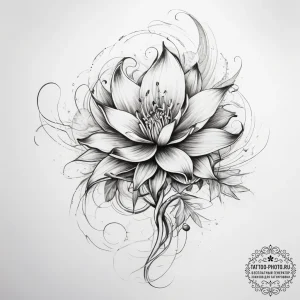 Tattoo sketch magical plant with a swirling a... - эскиз тату (№1758049379_0, 16.09.2025 19:02) — tattoo-photo.ru