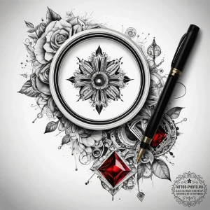 Tattoo sketch jeweler magnifying glass and di... - эскиз тату (№1758050929_0, 16.09.2025 19:28) — tattoo-photo.ru