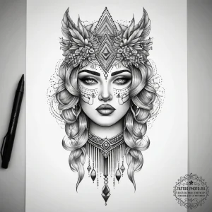 Tattoo sketch elegant comb tattoo, ink illust... - эскиз тату (№1758051123_0, 16.09.2025 19:32) — tattoo-photo.ru