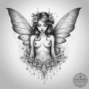 Tattoo sketch fairy, tattoo line art, fine li... - эскиз тату (№1758052672_0, 16.09.2025 19:57) — tattoo-photo.ru