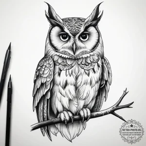 Tattoo sketch long-eared owl, tattoo drawing... - эскиз тату (№1758053060_0, 16.09.2025 20:04) — tattoo-photo.ru
