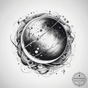 Tattoo sketch cosmic sphere - эскиз тату (№1758053642_0, 16.09.2025 20:14) — tattoo-photo.ru