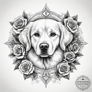 Tattoo sketch golden retriever, tattoo drawin... - эскиз тату (№1758055390_0, 16.09.2025 20:43) — tattoo-photo.ru