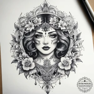 Tattoo sketch spirit, tattoo sketch design, n... - эскиз тату (№1758055585_0, 16.09.2025 20:46) — tattoo-photo.ru