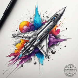 Tattoo sketch cosmic plane, tattoo line art,... - эскиз тату (№1758056169_0, 16.09.2025 20:56) — tattoo-photo.ru