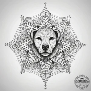 Tattoo sketch a dog with a star, tattoo drawi... - эскиз тату (№1758057523_0, 16.09.2025 21:18) — tattoo-photo.ru