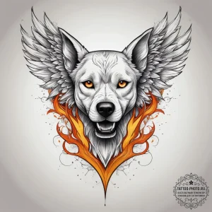 Tattoo sketch simargl, the winged dog, with f... - эскиз тату (№1758057911_0, 16.09.2025 21:25) — tattoo-photo.ru