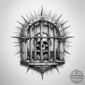 Tattoo sketch prison bars with sun - эскиз тату (№1758060885_0, 16.09.2025 22:14) — tattoo-photo.ru