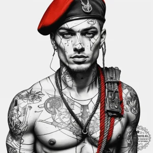 Tattoo sketch soldier with a rope, ink illust... - эскиз тату (№1758061475_0, 16.09.2025 22:24) — tattoo-photo.ru
