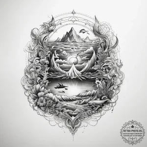 Tattoo sketch ocean - эскиз тату (№1758062650_0, 16.09.2025 22:44) — tattoo-photo.ru
