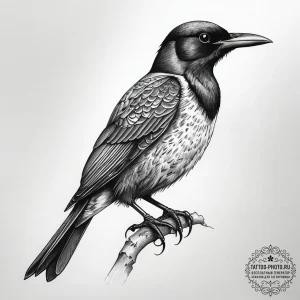 Tattoo sketch grackle, tattoo line art, on a... - эскиз тату (№1758063053_0, 16.09.2025 22:50) — tattoo-photo.ru