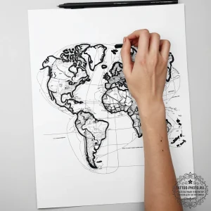 Tattoo sketch hands with a map - эскиз тату (№1758063248_0, 16.09.2025 22:54) — tattoo-photo.ru