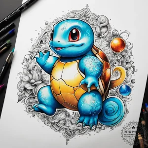 Tattoo sketch pokemon squirtle, concept art f... - эскиз тату (№1758063442_0, 16.09.2025 22:57) — tattoo-photo.ru