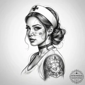 Tattoo sketch nurse bandage - эскиз тату (№1758064647_0, 16.09.2025 23:17) — tattoo-photo.ru