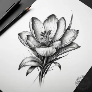 Tattoo sketch crocus flower, artistic tattoo... - эскиз тату (№1758064851_0, 16.09.2025 23:20) — tattoo-photo.ru