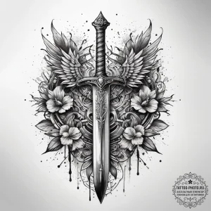 Tattoo sketch sword, tattoo flash sheet desig... - эскиз тату (№1758065434_0, 16.09.2025 23:30) — tattoo-photo.ru