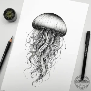 Tattoo sketch jellyfish tattoo, ink illustrat... - эскиз тату (№1758066238_0, 16.09.2025 23:43) — tattoo-photo.ru