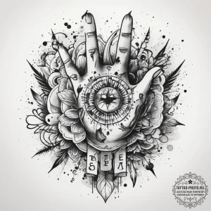 Tattoo sketch hands with a word, tattoo flash... - эскиз тату (№1758066433_0, 16.09.2025 23:47) — tattoo-photo.ru