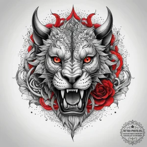 Tattoo sketch chimera, ink illustration for t... - эскиз тату (№1758069002_0, 17.09.2025 00:30) — tattoo-photo.ru