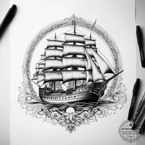 Tattoo sketch historical greek ship, artistic... - эскиз тату (№1758070195_0, 17.09.2025 00:49) — tattoo-photo.ru