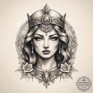 Tattoo sketch goddess tattoo, artistic tattoo... - эскиз тату (№1758070976_0, 17.09.2025 01:02) — tattoo-photo.ru