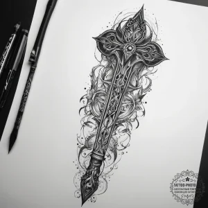 Tattoo sketch walking stick, concept art for... - эскиз тату (№1758071370_0, 17.09.2025 01:09) — tattoo-photo.ru