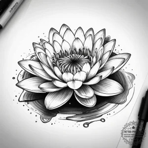 Tattoo sketch water lily, concept art for tat... - эскиз тату (№1758073344_0, 17.09.2025 01:42) — tattoo-photo.ru