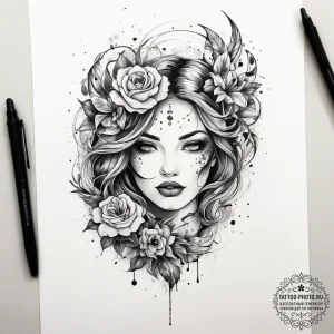 Tattoo sketch vibe, concept art for tattoo, w... - эскиз тату (№1758073542_0, 17.09.2025 01:45) — tattoo-photo.ru