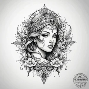 Tattoo sketch divine representation, ink illu... - эскиз тату (№1758075313_0, 17.09.2025 02:15) — tattoo-photo.ru