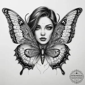Tattoo sketch butterfly girl tattoo, tattoo f... - эскиз тату (№1758076899_0, 17.09.2025 02:41) — tattoo-photo.ru