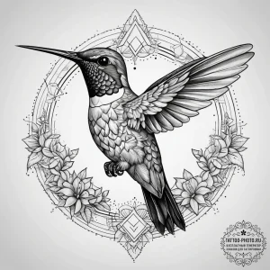 Tattoo sketch bee hummingbird, concept art fo... - эскиз тату (№1758080042_0, 17.09.2025 03:34) — tattoo-photo.ru