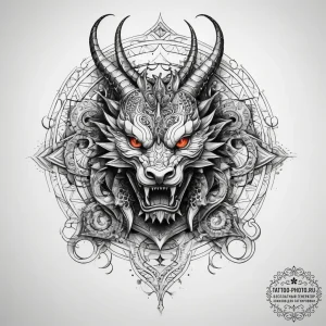 Tattoo sketch zmey gorynych, the three-headed... - эскиз тату (№1758082227_0, 17.09.2025 04:10) — tattoo-photo.ru