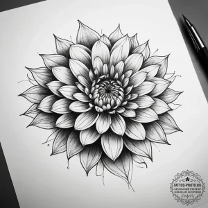 Tattoo sketch chrysanthemum flower, tattoo dr... - эскиз тату (№1758083602_0, 17.09.2025 04:33) — tattoo-photo.ru