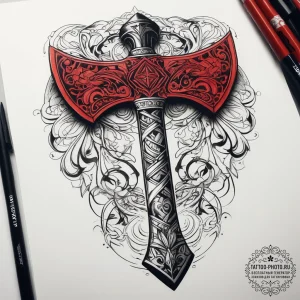 Tattoo sketch axe, ink illustration for tatto... - эскиз тату (№1758083989_0, 17.09.2025 04:39) — tattoo-photo.ru
