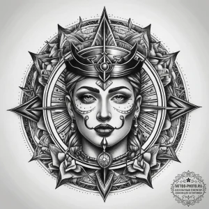 Tattoo sketch sacred portrayal, tattoo flash... - эскиз тату (№1758084393_0, 17.09.2025 04:46) — tattoo-photo.ru