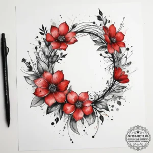 Tattoo sketch flower crown, tattoo line art,... - эскиз тату (№1758085965_0, 17.09.2025 05:12) — tattoo-photo.ru