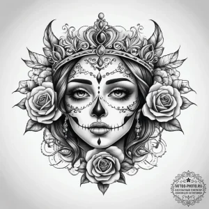 Tattoo sketch tiara tattoo, ink illustration... - эскиз тату (№1758086940_0, 17.09.2025 05:29) — tattoo-photo.ru
