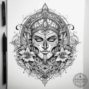 Tattoo sketch blessed tide, tattoo line art,... - эскиз тату (№1758087339_0, 17.09.2025 05:35) — tattoo-photo.ru