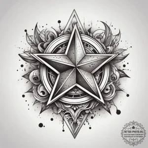Tattoo sketch pencil with a star, ink illustr... - эскиз тату (№1758087539_0, 17.09.2025 05:38) — tattoo-photo.ru