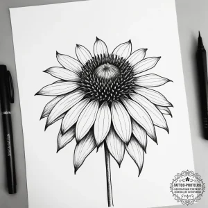Tattoo sketch echinacea, tattoo drawing outli... - эскиз тату (№1758090083_0, 17.09.2025 06:21) — tattoo-photo.ru