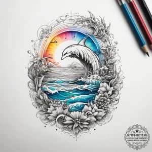 Tattoo sketch ocean, tattoo line art, on a cl... - эскиз тату (№1758090679_0, 17.09.2025 06:31) — tattoo-photo.ru