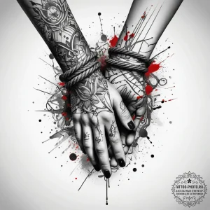 Tattoo sketch hands with a rope, tattoo drawi... - эскиз тату (№1758092842_0, 17.09.2025 07:07) — tattoo-photo.ru