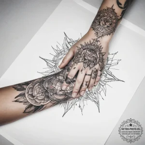Tattoo sketch hands with a document - эскиз тату (№1758093616_0, 17.09.2025 07:20) — tattoo-photo.ru