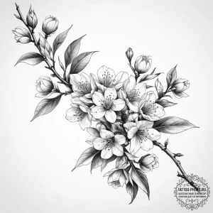 Tattoo sketch flowering almond branch - эскиз тату (№1758097811_0, 17.09.2025 08:30) — tattoo-photo.ru