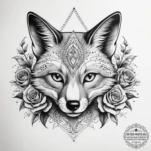 Tattoo sketch dotwork лиса из точек, ink illu... - эскиз тату (№1758098782_0, 17.09.2025 08:46) — tattoo-photo.ru