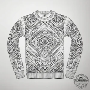 Tattoo sketch knit sweater with intricate pat... - эскиз тату (№1758101362_0, 17.09.2025 09:29) — tattoo-photo.ru