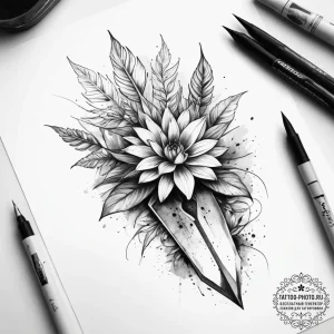Tattoo sketch gardening trowel and a plant, c... - эскиз тату (№1758103375_0, 17.09.2025 10:02) — tattoo-photo.ru