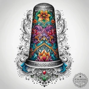 Tattoo sketch sewing a thimble, artistic tatt... - эскиз тату (№1758103573_0, 17.09.2025 10:06) — tattoo-photo.ru
